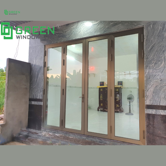 Cửa nhôm Namsung hệ 55 màu vàng xi mạ