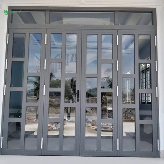 cửa đi mở quay 4 cánh chia đố nhôm Xingfa
